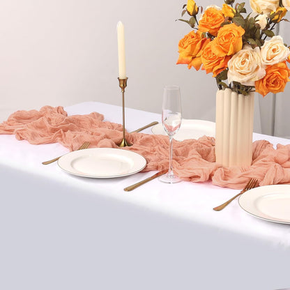 6 Pack Peach Cheesecloth Table Runner 35 x 120 Inch
