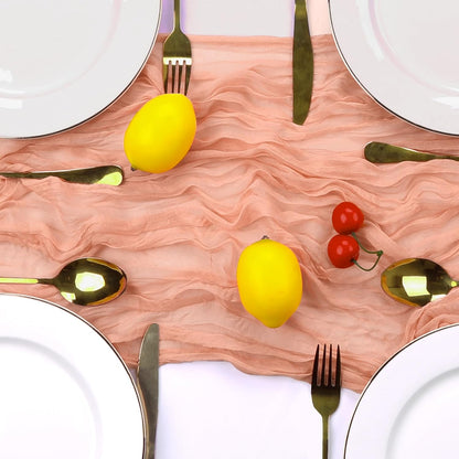 6 Pack Peach Cheesecloth Table Runner 35 x 120 Inch