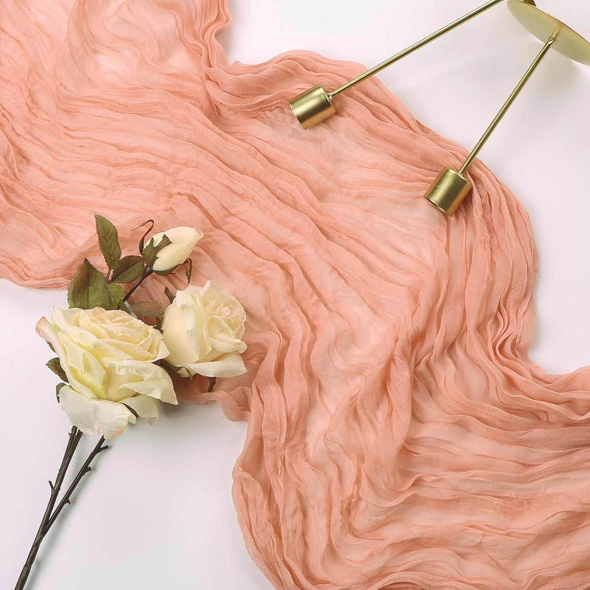 6 Pack Peach Cheesecloth Table Runner 35 x 120 Inch