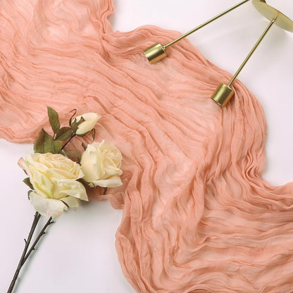 6 Pack Peach Cheesecloth Table Runner 35 x 120 Inch