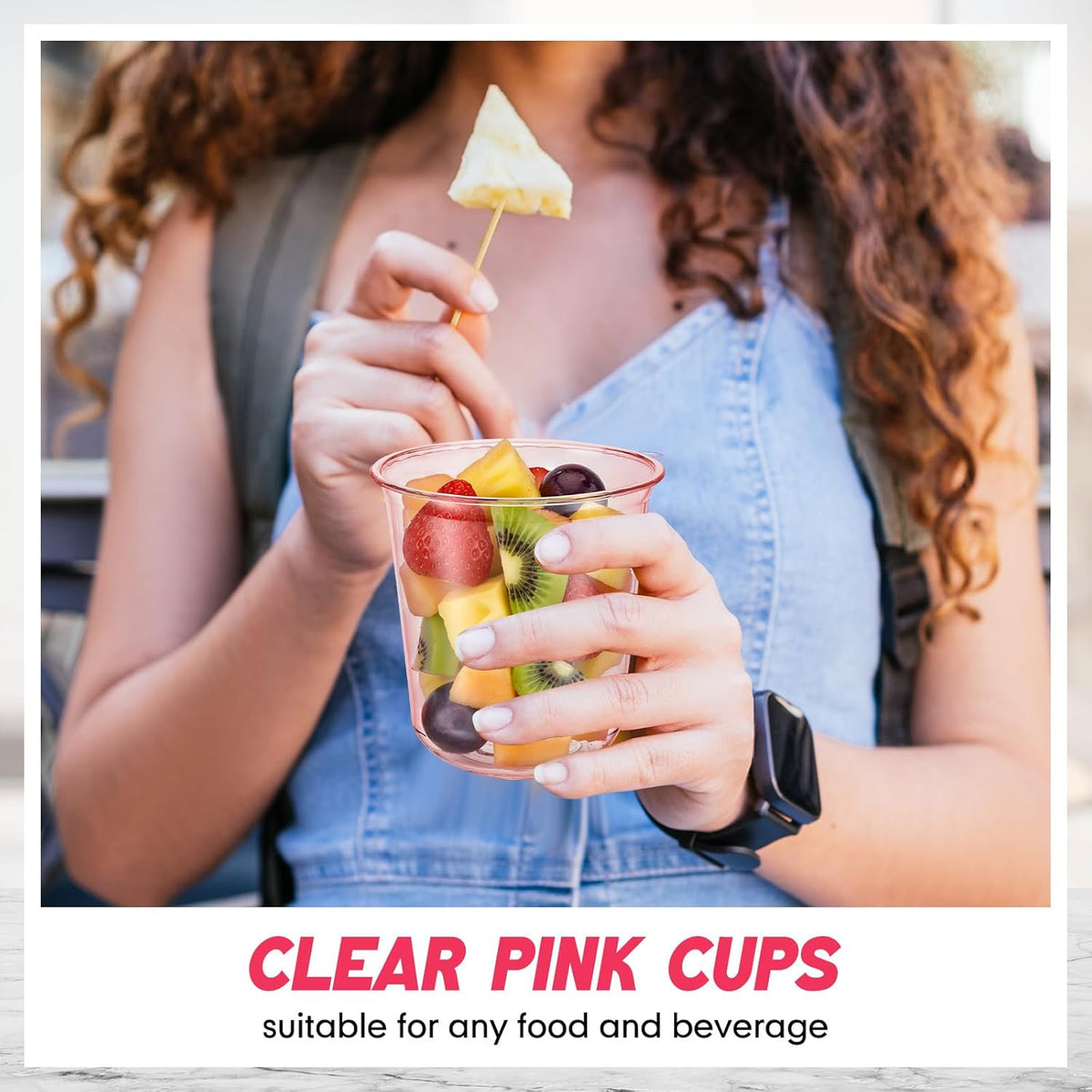 50 12oz Pink Plastic Cups 100 Cocktail Picks, Pink Party Cups