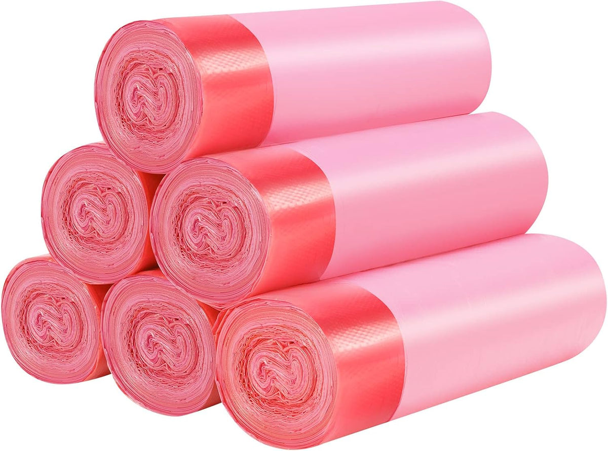 120 Counts Drawstring Small Trash Bags,4 Gallon Small Garbage Bags,Pink