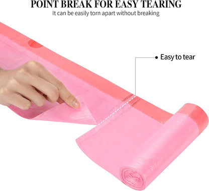 120 Counts Drawstring Small Trash Bags,4 Gallon Small Garbage Bags,Pink