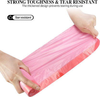 120 Counts Drawstring Small Trash Bags,4 Gallon Small Garbage Bags,Pink