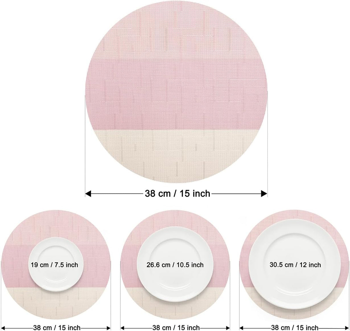 Round Placemats Set of 8, 15 Inch Vinyl Heat Resistant Place Mats