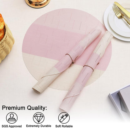 Round Placemats Set of 8, 15 Inch Vinyl Heat Resistant Place Mats