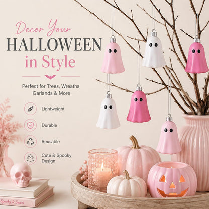 36 Pcs Halloween Tree Ornament Ghost Tree Decor, Light Pink, Pink, White