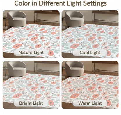 5'x7' Washable Flatwoven Rug, Peach Contemporary Botanical Stain Resistant Area Rug for Guest Room, Lounge, Apartment, Non-Slip Low Profile Floor Covering | Ref:2114271