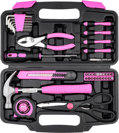 Tool Set, 40 Pcs Tool Kit, Screwdriver Set With Storage Case, Pink