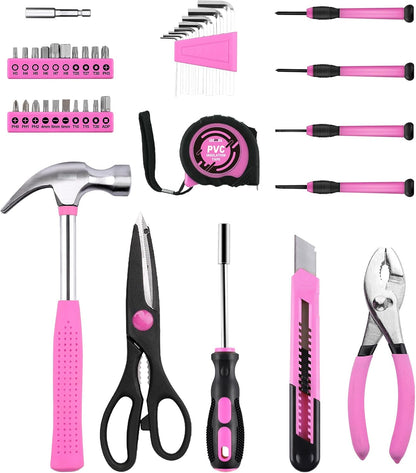 Tool Set, 40 Pcs Tool Kit, Screwdriver Set With Storage Case, Pink