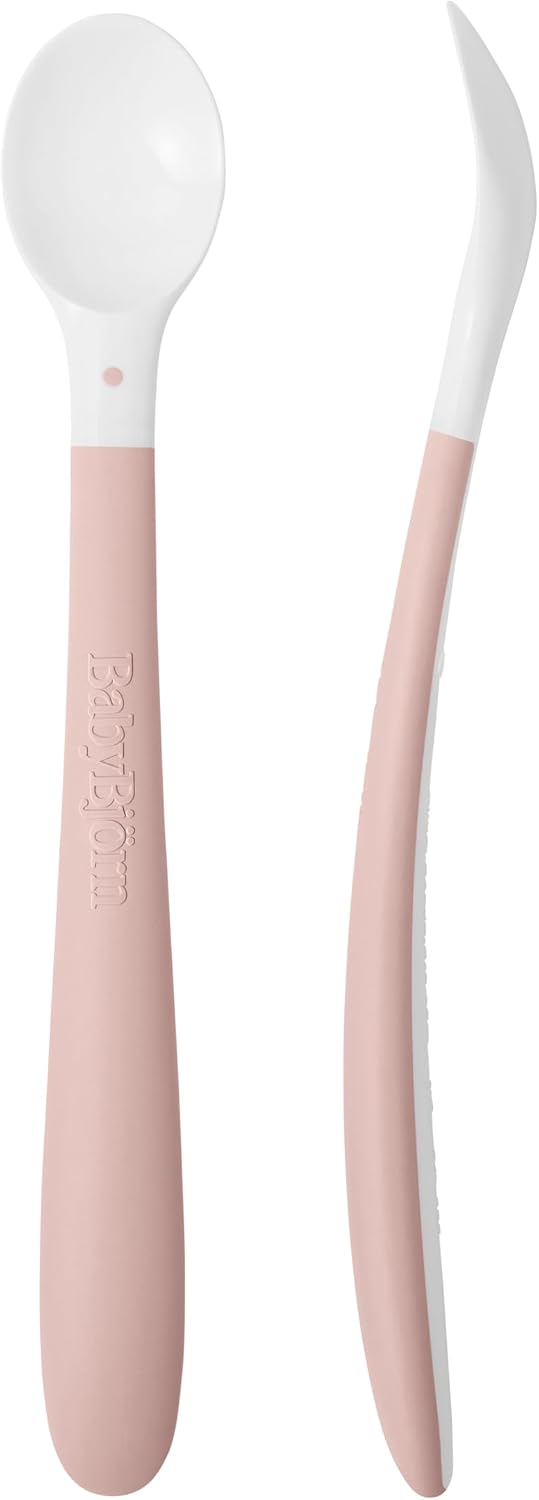 Feeding Spoon, 2-Pack, Powder Pink Includes Baby Plate, Baby Fork, Baby Spoon, and Baby Cup Dishwasher Safe Toddler Feeding Set for self-Feeding or Baby-led Weaning