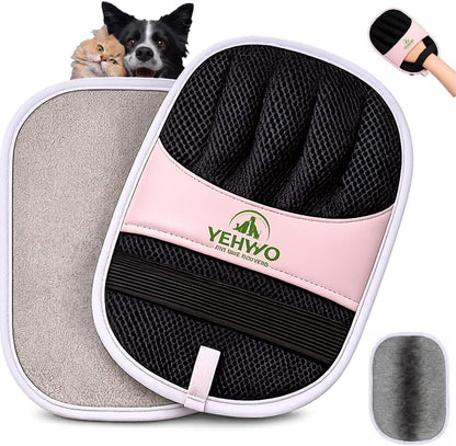 Pet Hair Remover Glove for Dogs & Cats - Reusable Double-Sided Electrostatic Grooming Mitt for Couch, Car Seats, Furniture, Bedding & Clothing - Washable Fur & Lint Removal Tool (1 Pack) Pink