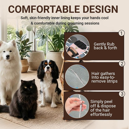 Pet Hair Remover Glove for Dogs & Cats - Reusable Double-Sided Electrostatic Grooming Mitt for Couch, Car Seats, Furniture, Bedding & Clothing - Washable Fur & Lint Removal Tool (1 Pack) Pink