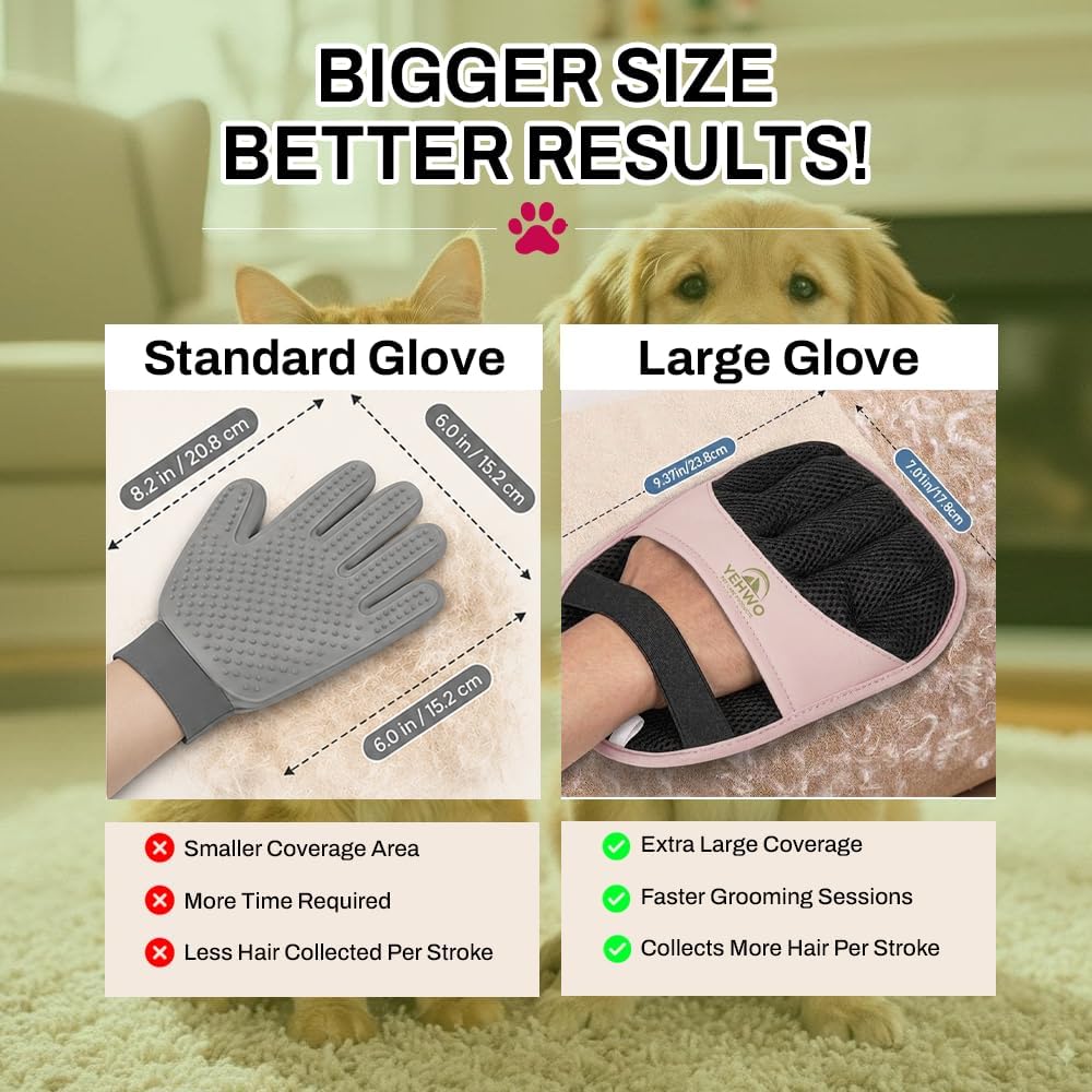 Pet Hair Remover Glove for Dogs & Cats - Reusable Double-Sided Electrostatic Grooming Mitt for Couch, Car Seats, Furniture, Bedding & Clothing - Washable Fur & Lint Removal Tool (1 Pack) Pink