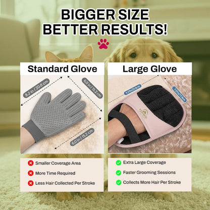 Pet Hair Remover Glove for Dogs & Cats - Reusable Double-Sided Electrostatic Grooming Mitt for Couch, Car Seats, Furniture, Bedding & Clothing - Washable Fur & Lint Removal Tool (1 Pack) Pink