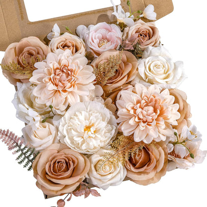 Artificial Flowers Combo Box Nude Brown Fake Flower for Wedding Decorations