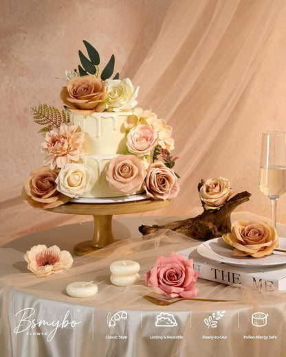 Artificial Flowers Combo Box Nude Brown Fake Flower for Wedding Decorations