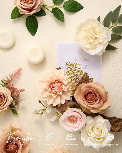 Artificial Flowers Combo Box Nude Brown Fake Flower for Wedding Decorations