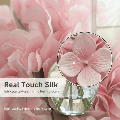 Artificial Flower Hydrangea Fake Hydrangea, Used in The Center of The Family Bathroom Desk Shelf or Wedding Bouquet Decoration, Contains 6 Pink Branches