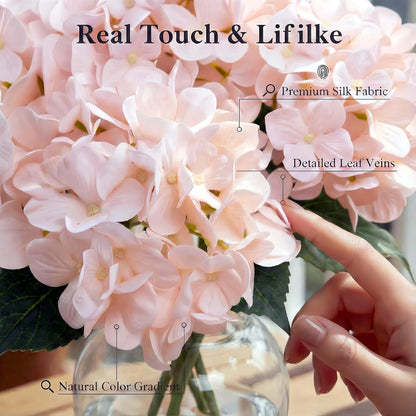 Artificial Flower Hydrangea Fake Hydrangea, Used in The Center of The Family Bathroom Desk Shelf or Wedding Bouquet Decoration, Contains 6 Pink Branches