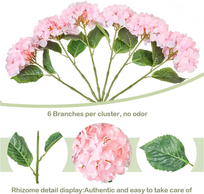 Artificial Flower Hydrangea Fake Hydrangea, Used in The Center of The Family Bathroom Desk Shelf or Wedding Bouquet Decoration, Contains 6 Pink Branches