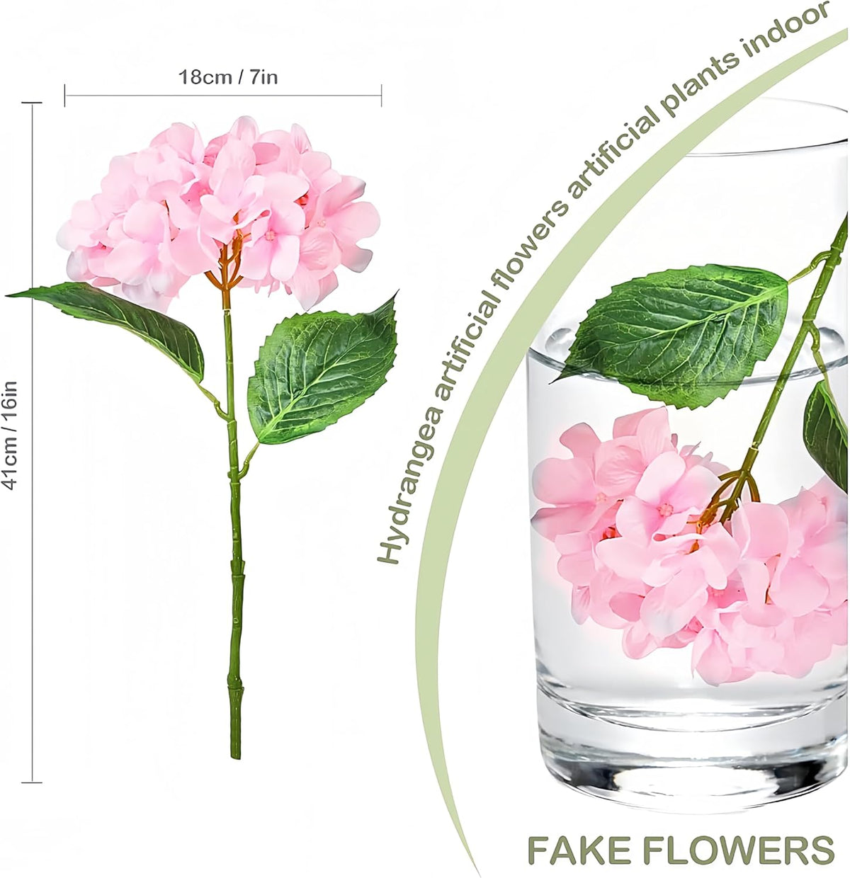 Artificial Flower Hydrangea Fake Hydrangea, Used in The Center of The Family Bathroom Desk Shelf or Wedding Bouquet Decoration, Contains 6 Pink Branches