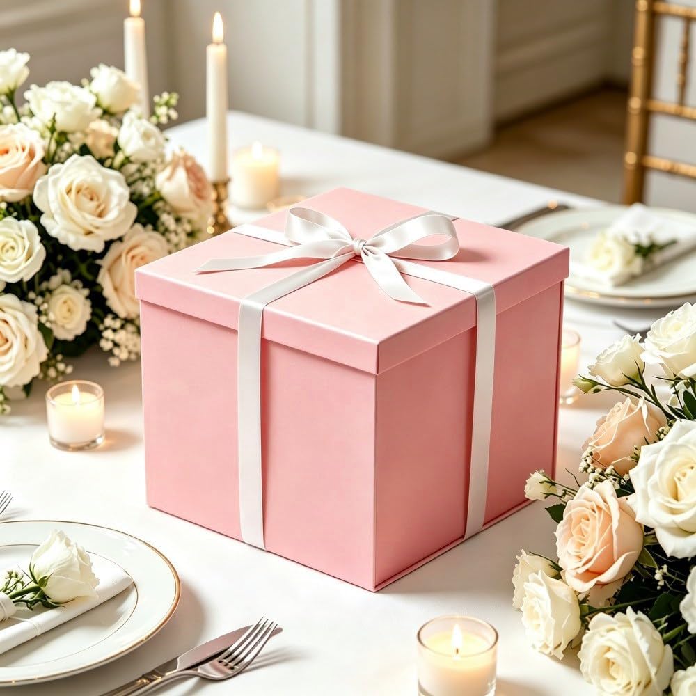 1 Pcs Large Gift Box Matte Pink 12x12x11 Inch with Lid