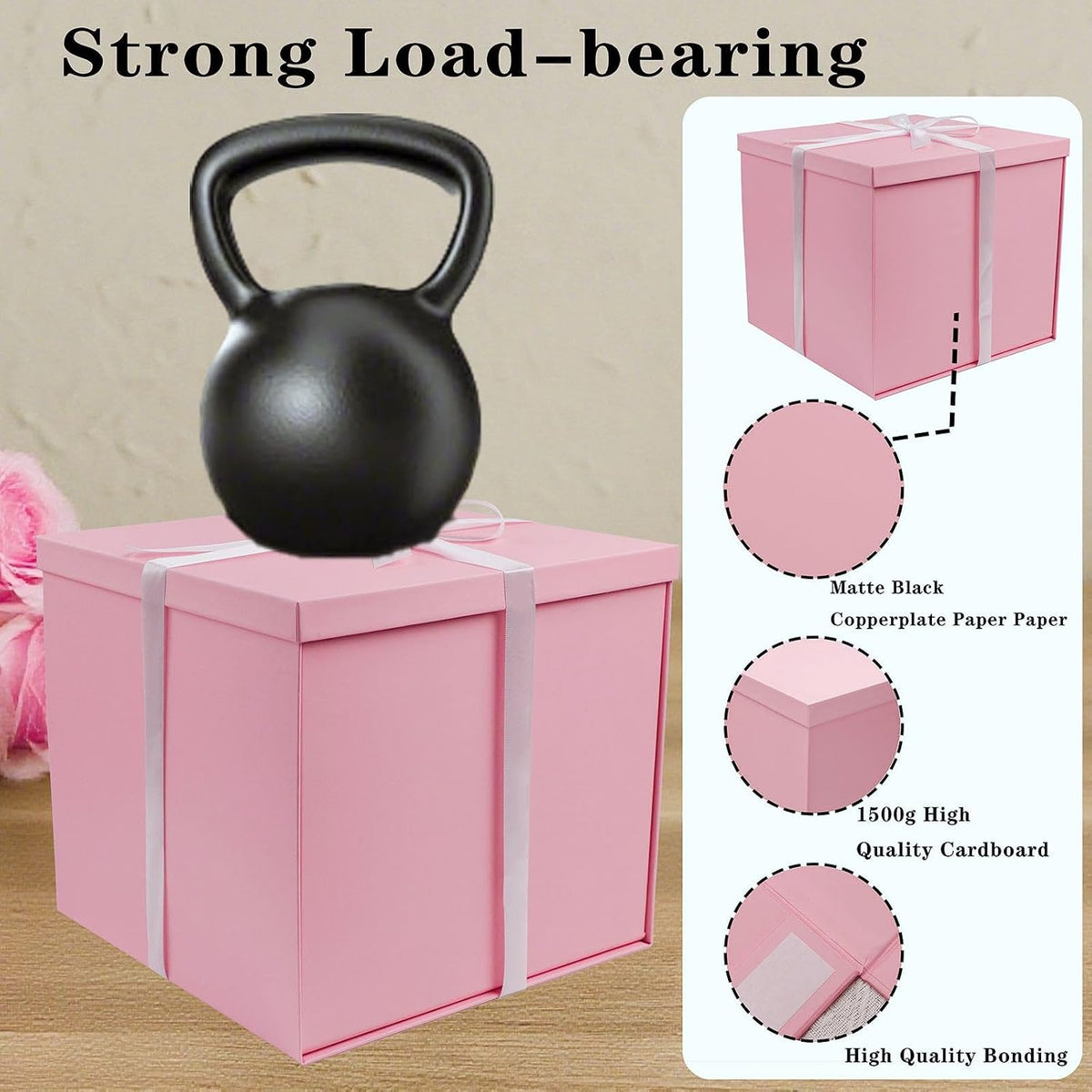 1 Pcs Large Gift Box Matte Pink 12x12x11 Inch with Lid