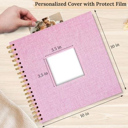 10"x10" Scrapbook Photo Album Linen Cover 20 Sheets 40 Pages White Paper