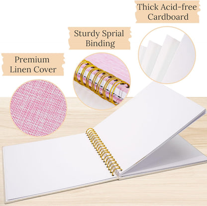 10"x10" Scrapbook Photo Album Linen Cover 20 Sheets 40 Pages White Paper