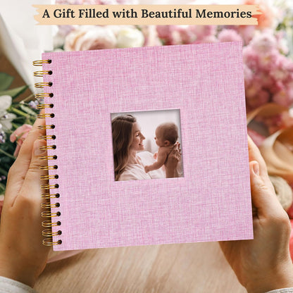 10"x10" Scrapbook Photo Album Linen Cover 20 Sheets 40 Pages White Paper