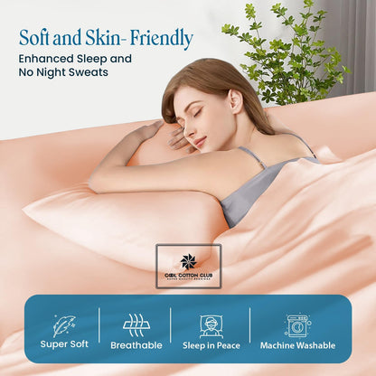 Combed Cotton Pillowcases, Queen Size 2-Piece Pillow Case Set Real 400 Thread Count Luxury Envelope Closure 20x30 Pillowcases Set of 2, Hotel Quality (Solid, Peach)