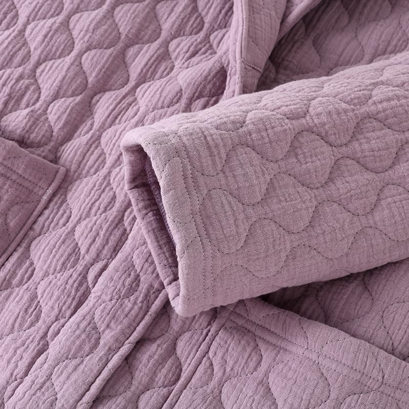 Women 100% Cotton Gauze Winter Robe Warm ThickQuilted Fluffy Housecoat Cozy Lightweight Spa Bathrobes