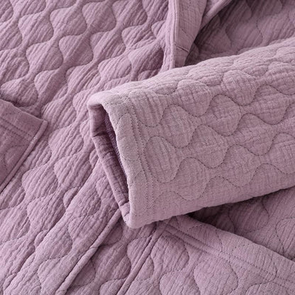 Women 100% Cotton Gauze Winter Robe Warm ThickQuilted Fluffy Housecoat Cozy Lightweight Spa Bathrobes