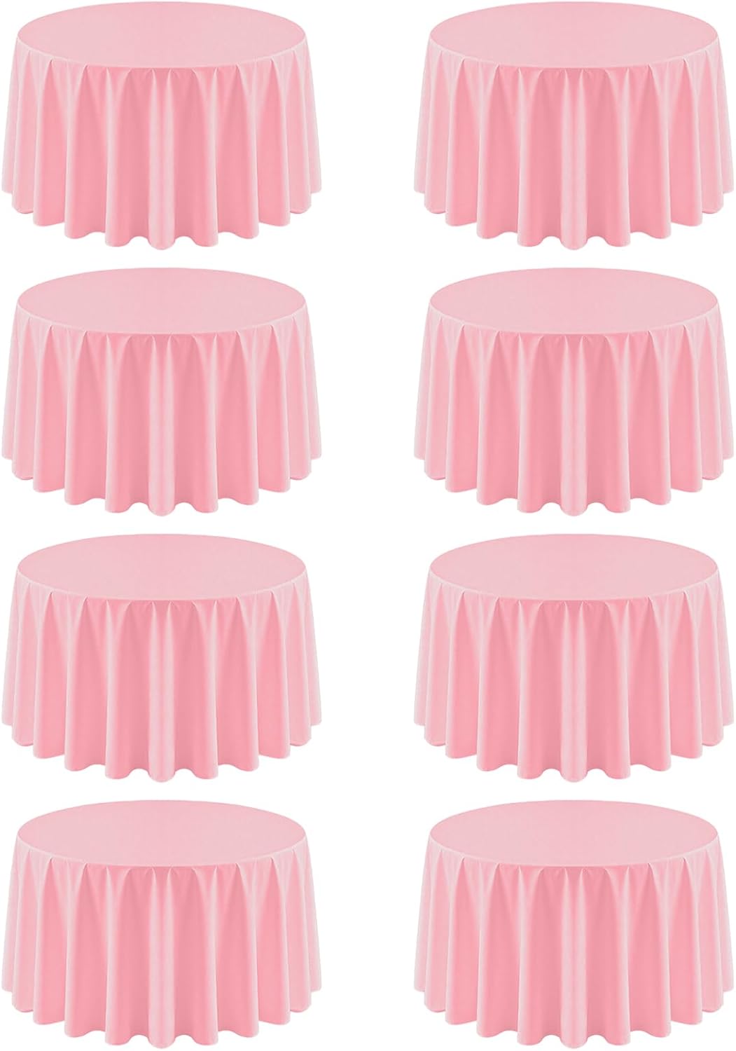 8 Pack Pink Round Tablecloth 90 Inch