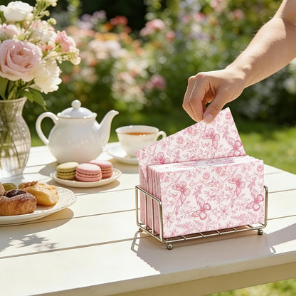 100 Pcs Pink Floral Guest Napkins Disposable Napkins Chinoiserie Flower Butterfly Dinner Hand Paper Towel Napkin for Bathroom Wedding Birthday Spring Party Table Supplies