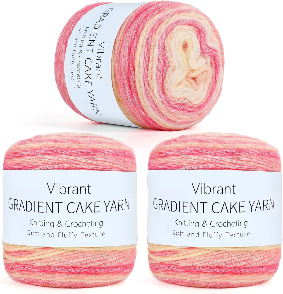 Aeelike Cake Yarn for Crocheting, Soft Ombre Crochet Yarn, Pink Yellow