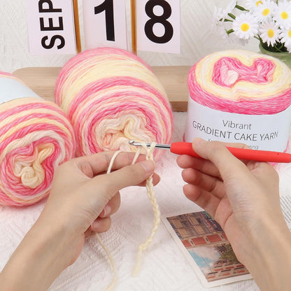 Aeelike Cake Yarn for Crocheting, Soft Ombre Crochet Yarn, Pink Yellow