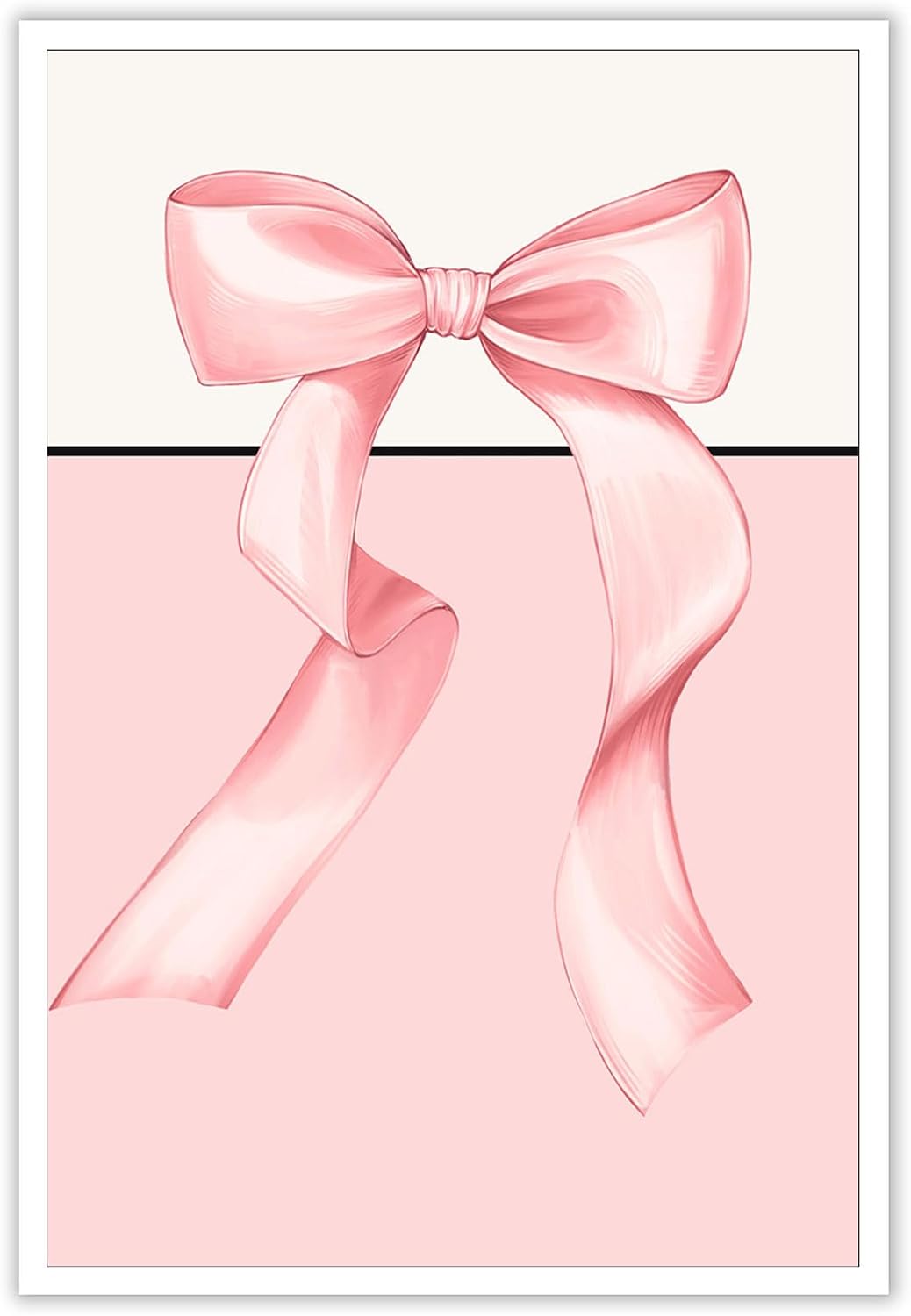 Trendy Preppy Bow Poster Pastel Pink Bow Canvas Wall Art Minimalist Girly Butterfly Pictures Aesthetic Prints Painting For Living Room Bedroom Office Wall Decor 12x16in Unframed