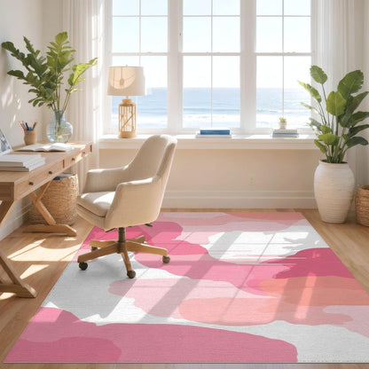 8'x10' Easy Clean Abstract Abstract Massive Rug, Coral Sleek Flatweave Pet Friendly Built-in Grip Mat for King Size Bedroom, Master Suite, Under Bed | 2141924