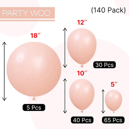 Baby Pink Balloons 140pcs Pastel Light Pale Pink Peach Color