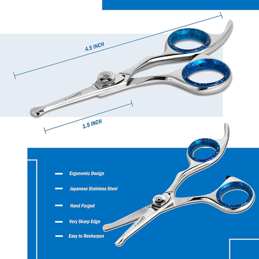 Laazar Straight Dog Grooming Scissors - Comfortable Around The Eyes Cat & Dog Scissors | Blunt Dog Trimming Scissors| Premium Stainless Steel | Grooming Scissors For Dogs - Small Dog Scissors