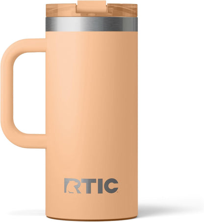 16oz Road Trip Travel Mug with Lid and Handle, Peach Tea
