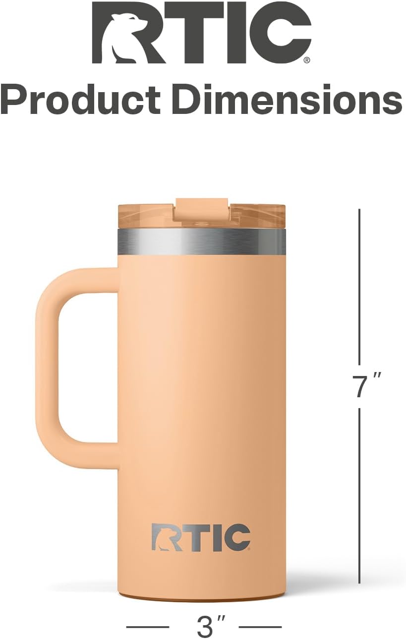 16oz Road Trip Travel Mug with Lid and Handle, Peach Tea