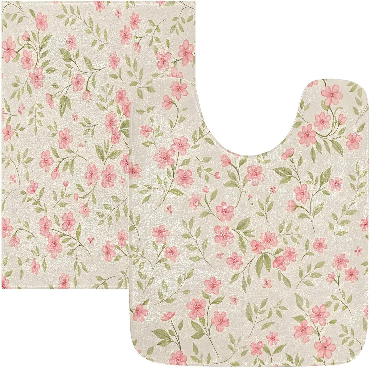 Watercolor Flowers Pink Bathroom Mat Rug 24" x 16" Non Slip Super Absorbent Quick Dry Bath Mats for Bathtub Fluffy Rugs