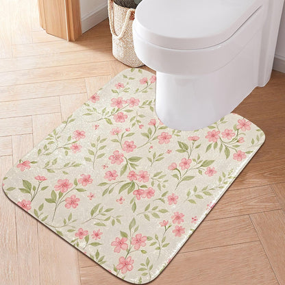 Watercolor Flowers Pink Bathroom Mat Rug 24" x 16" Non Slip Super Absorbent Quick Dry Bath Mats for Bathtub Fluffy Rugs