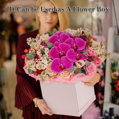 10" Large Gift Box with Lid and Ribbon, Pink Gift Box with Paper Filler for Birthday, Wedding, Mother's Day, Anniversarry Presents Wrapping.