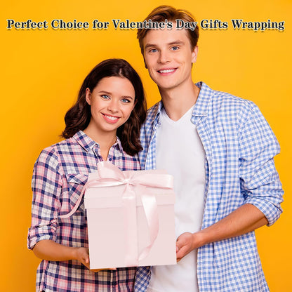 10" Large Gift Box with Lid and Ribbon, Pink Gift Box with Paper Filler for Birthday, Wedding, Mother's Day, Anniversarry Presents Wrapping.