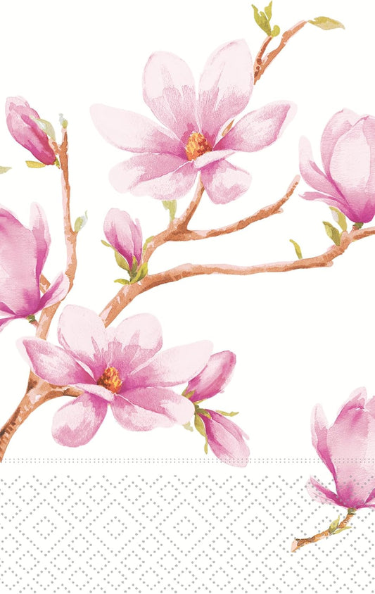 IHR Ideal Home Range Dinner Napkins Disposable 3-Ply Paper Hand Towels, 8.5" x 4.5", Pink Magnolia, 16-Count