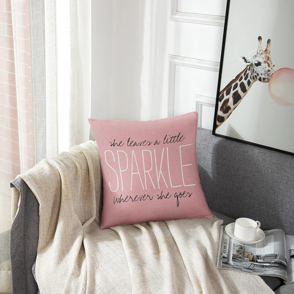 Blush Body Pillow Cover, Long Pillowcase with Zipper 16x16In